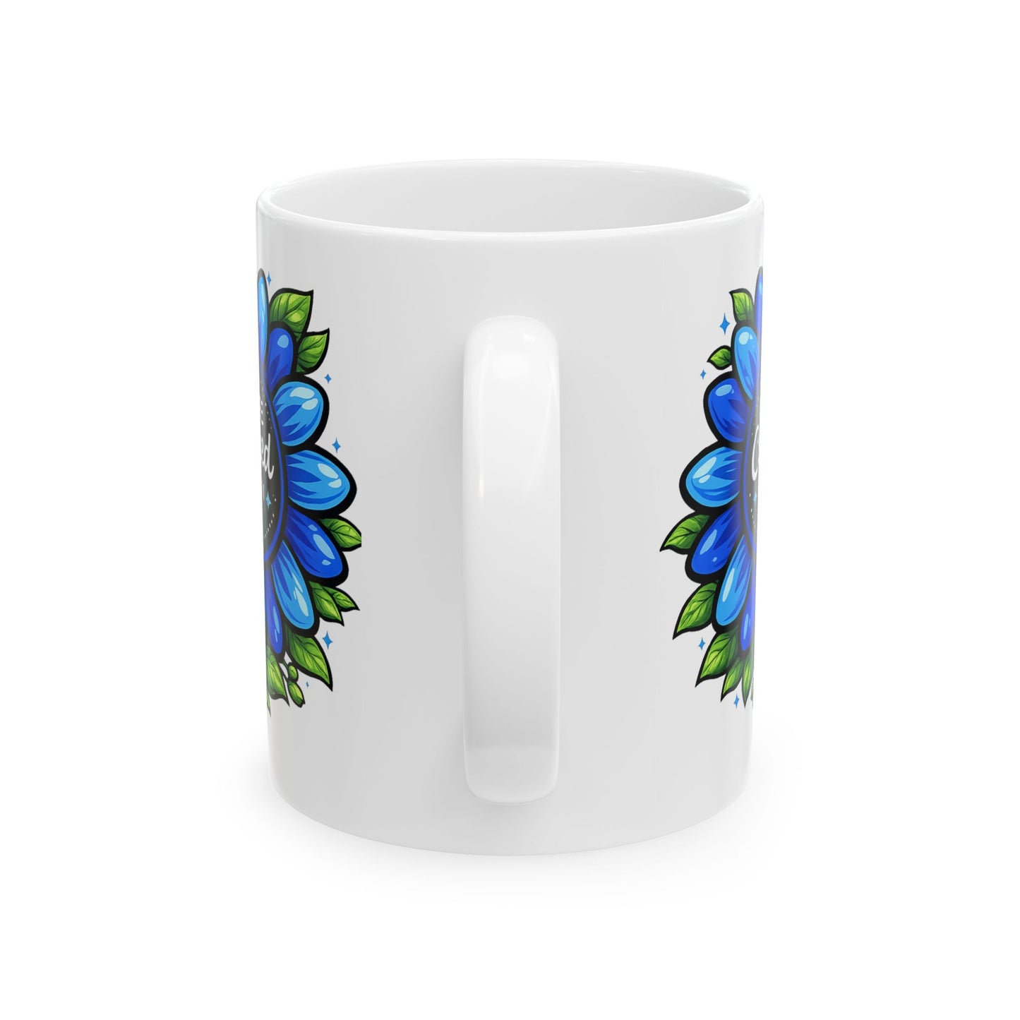 Brooklyn Byte™ "We Are Covered" Blue Flower Coffee Mug — Psalm 91 Scripture Cup