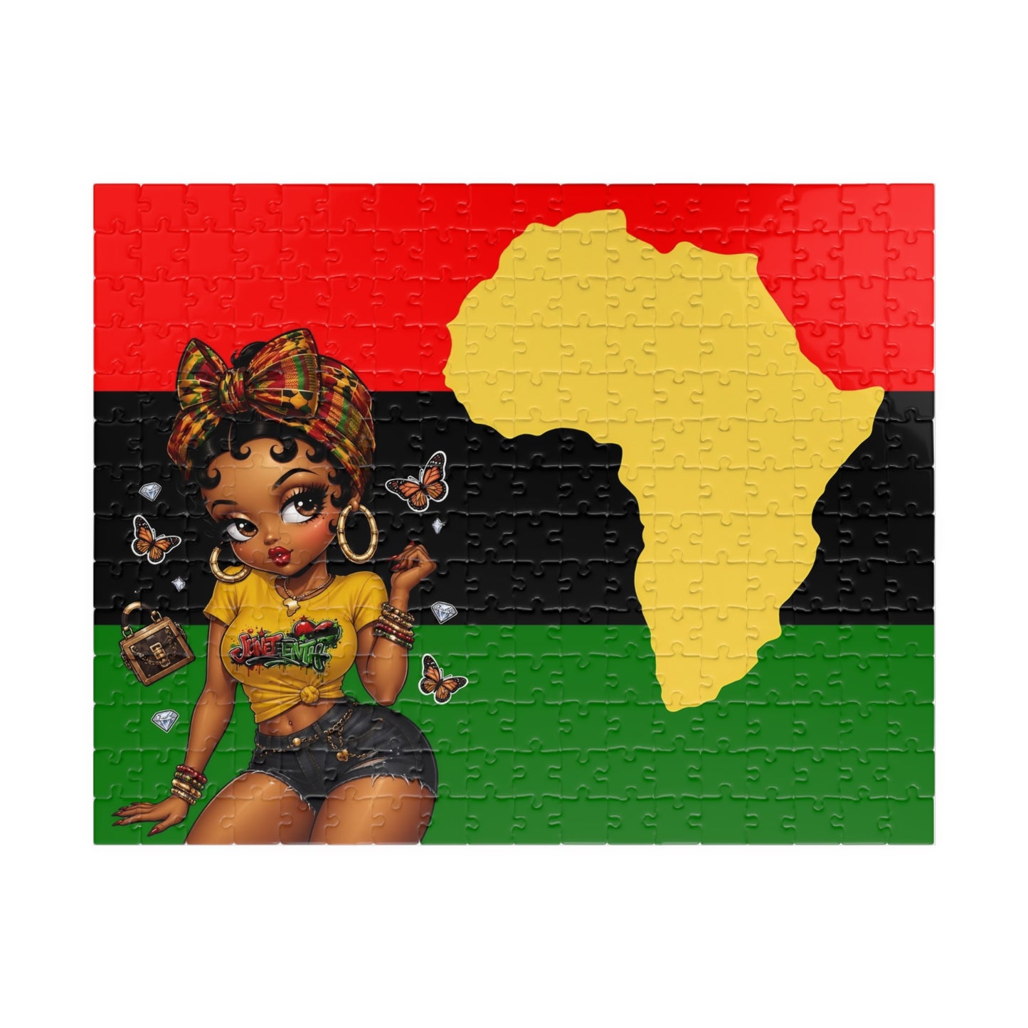 Afrocentric Pinup Girl Puzzle | Africa Silhouette Pan-African Flag