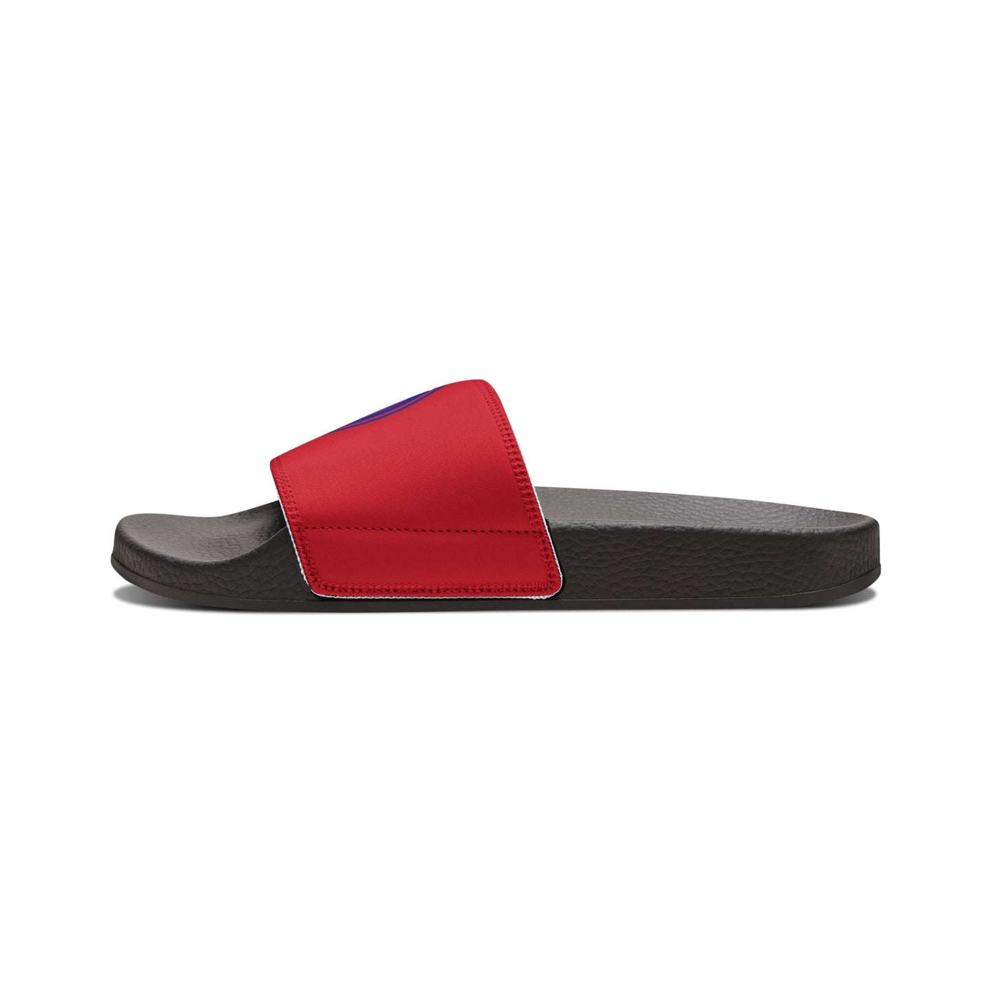 AYITI WORLD™ Kids' Football 2026 Slide Sandals — Fire Red Circular Shield Youth Slides (Adjustable, Easy On/Off)