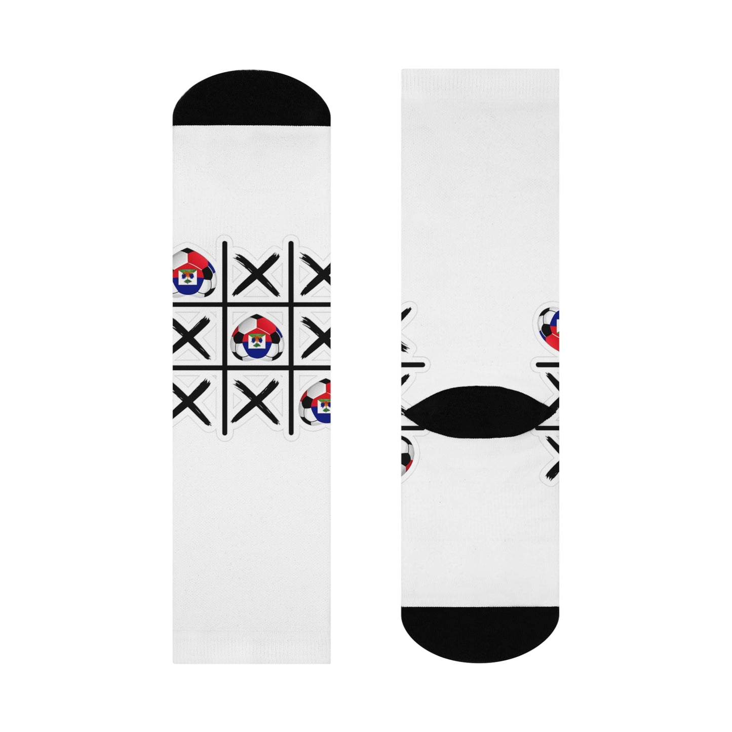 AYITI WORLD™ "Tic-Tac-Goal!" Crew Socks — Haiti Football Heart Edition