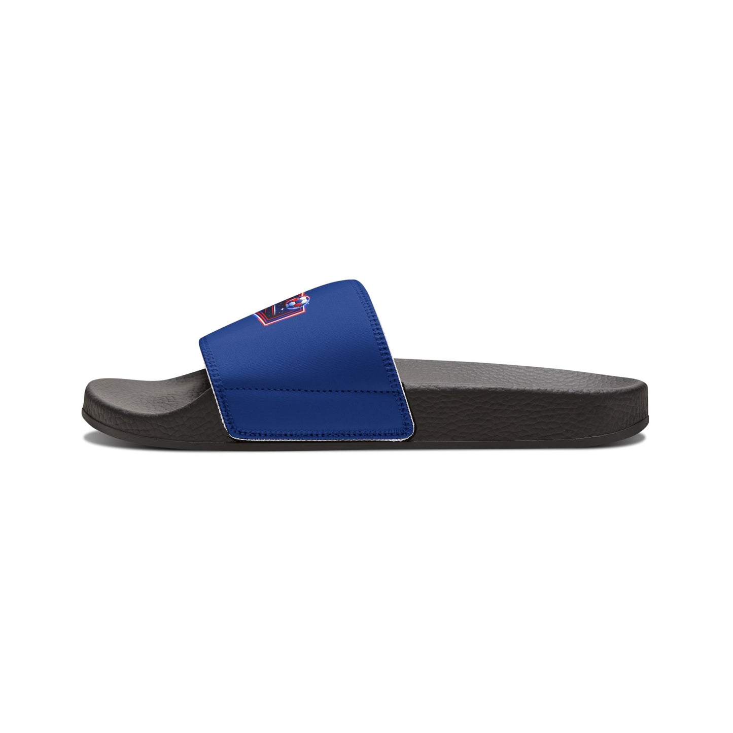AYITI WORLD™ Kids' Football 2026 Slide Sandals — Royal Blue Grenadiers Youth Adjustable Pool and Lounge Slides