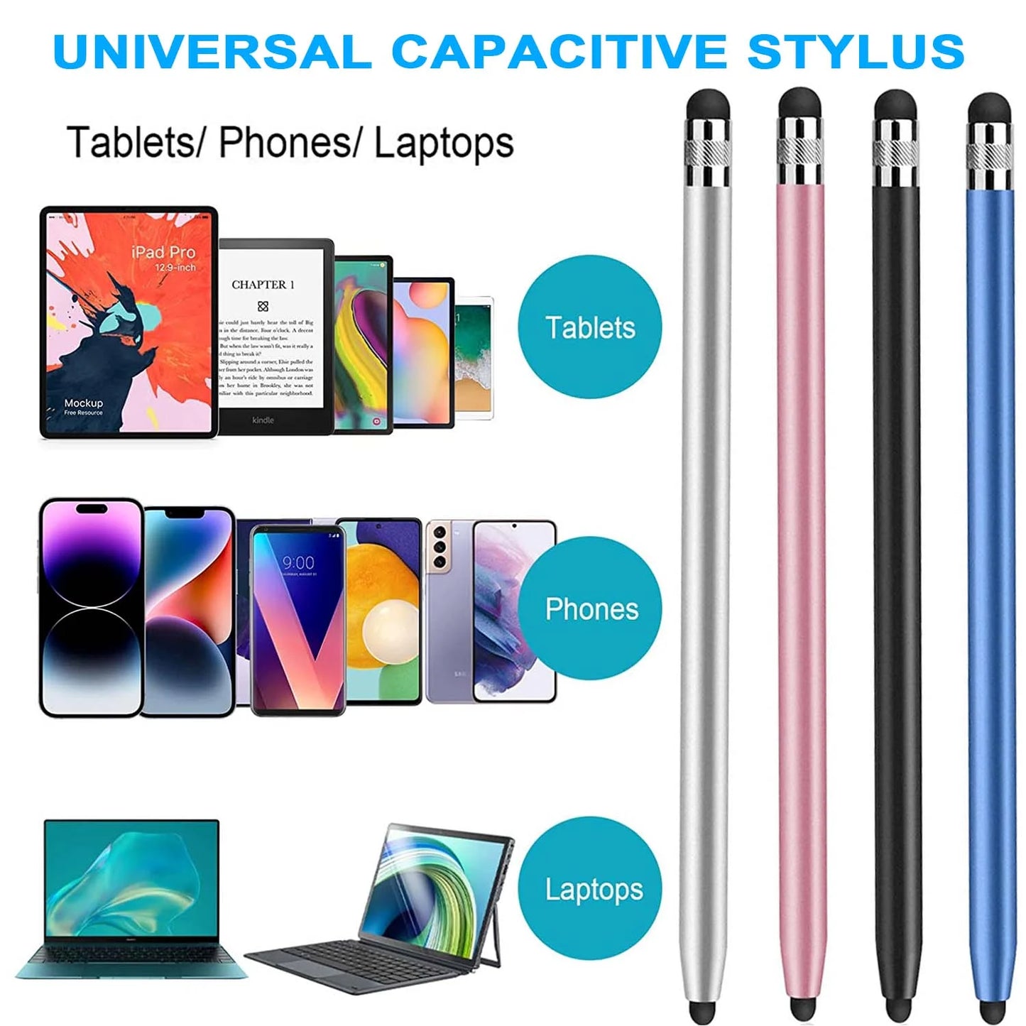GlowWrite™ Stylus Pen for iPad, Stylus for Touch Screens – Digiroot 4-Pack High Sensitivity & Precision Stylus with 8 Extra Tips for iPhone, iPad Pro, Samsung Galaxy, Tablets & PC