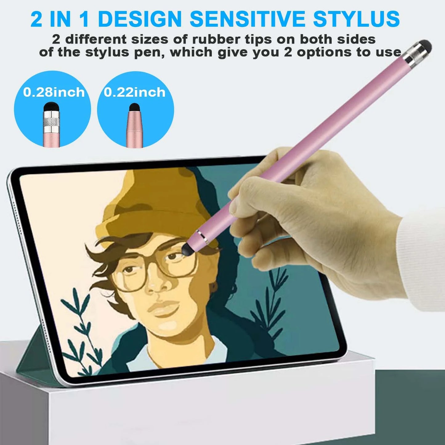 GlowWrite™ Stylus Pen for iPad, Stylus for Touch Screens – Digiroot 4-Pack High Sensitivity & Precision Stylus with 8 Extra Tips for iPhone, iPad Pro, Samsung Galaxy, Tablets & PC