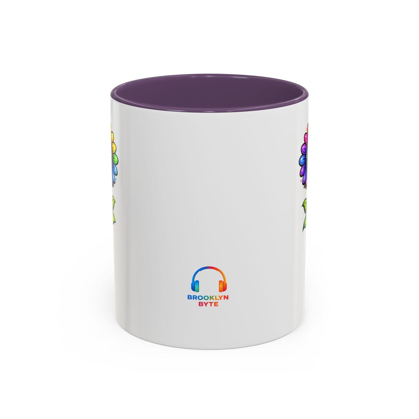 Brooklyn Byte™ "We Are Covered" Rainbow Flower Accent Mug — Psalm 91 Scripture Inspirational CoffeeCup (11/15oz)