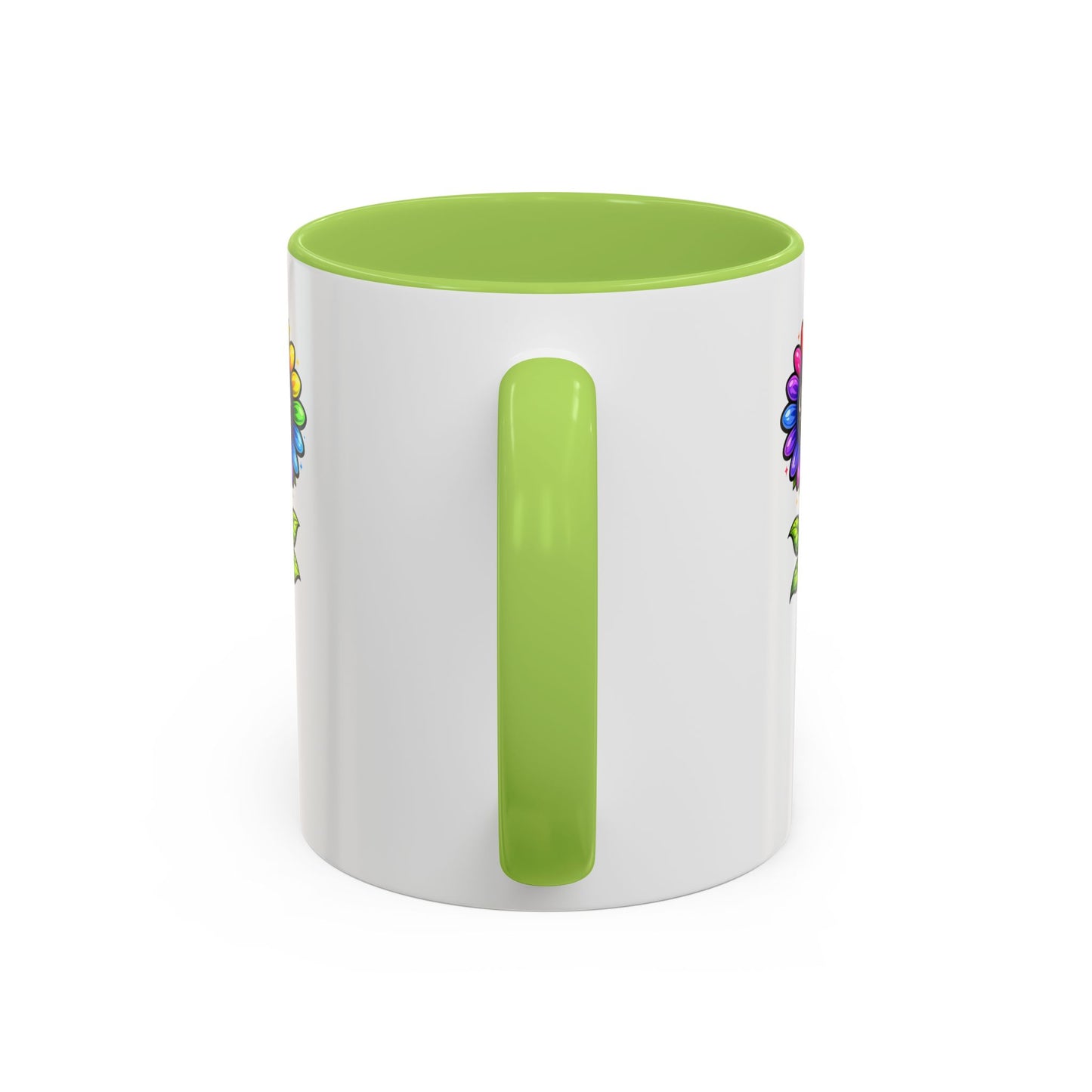 Brooklyn Byte™ "We Are Covered" Rainbow Flower Accent Mug — Psalm 91 Scripture Inspirational CoffeeCup (11/15oz)