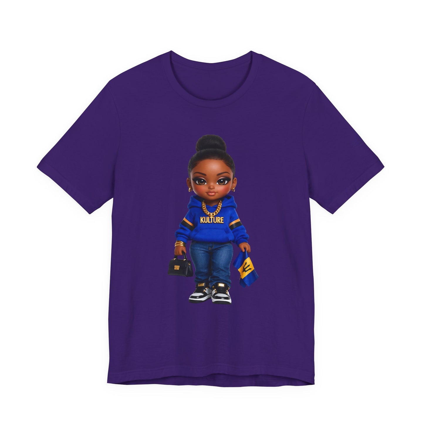 Kulture Fresh™ "Bajan Baddie" Chibi Tee — Plum Planet Edition