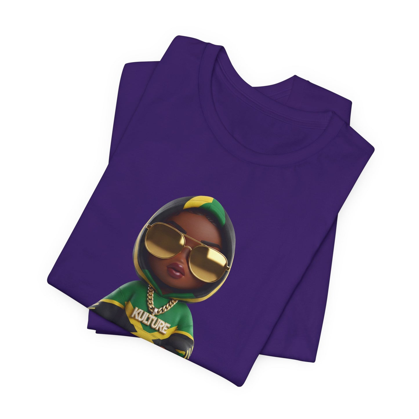 Kulture Fresh™ "Jamaican Baddie" Chibi Tee — Plum Planet Edition