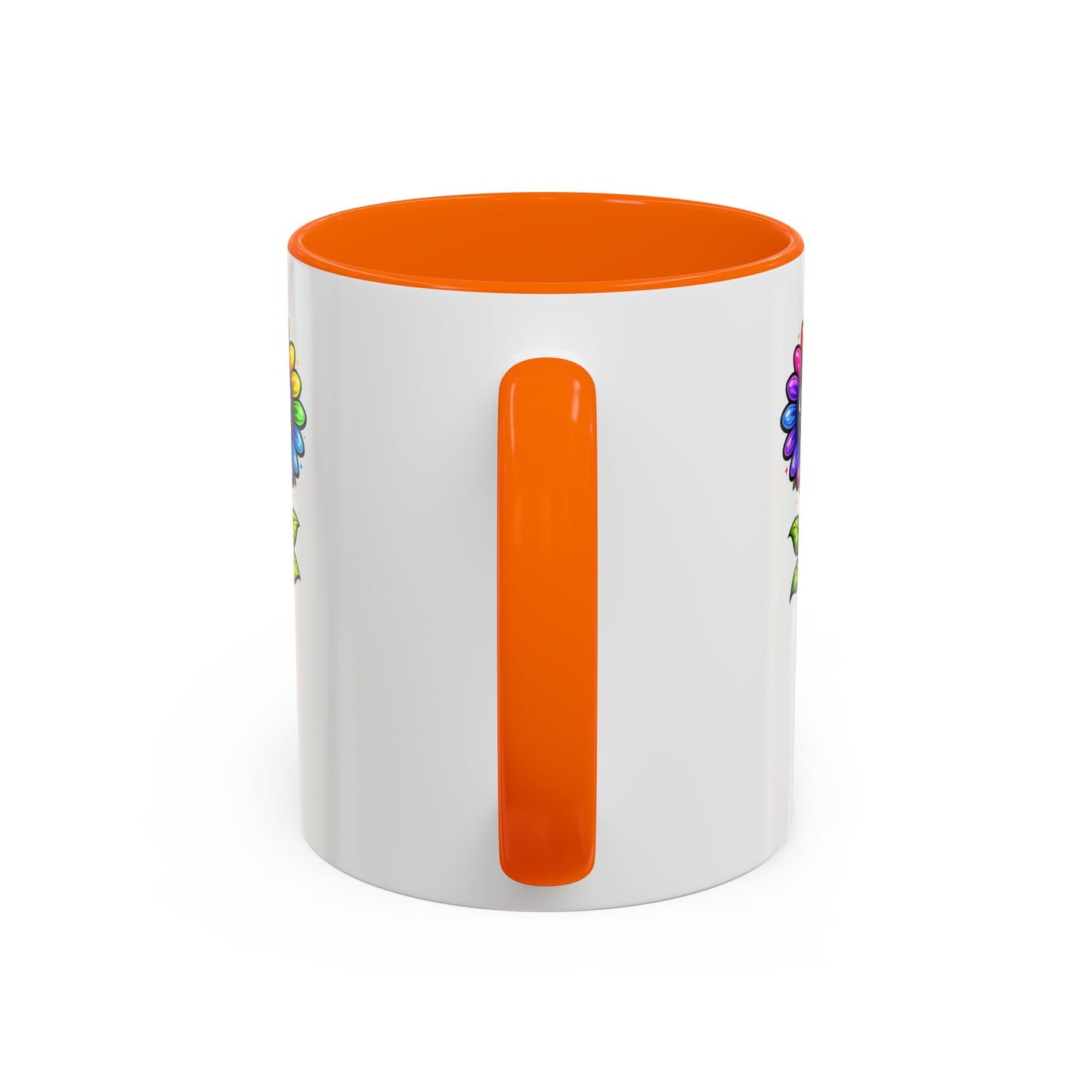 Brooklyn Byte™ "We Are Covered" Rainbow Flower Accent Mug — Psalm 91 Scripture Inspirational CoffeeCup (11/15oz)