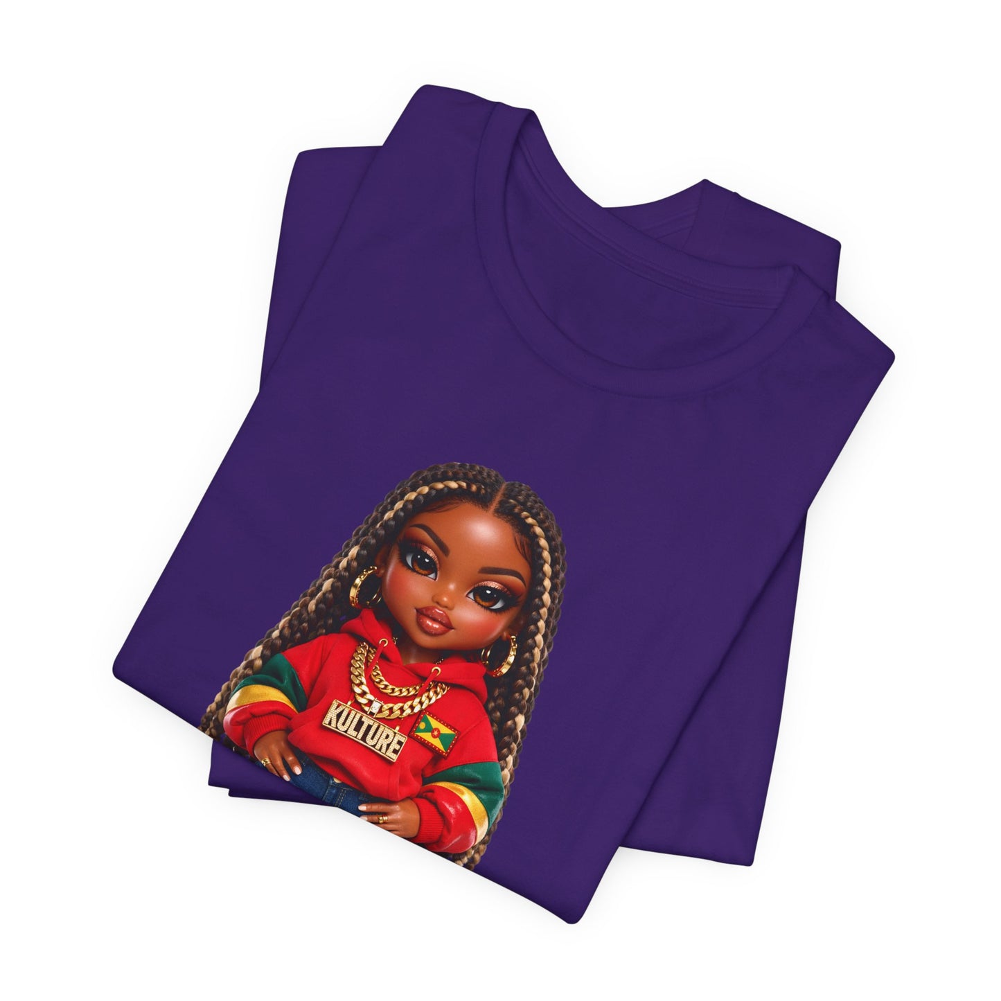 Kulture Fresh™ "Grenadian Baddie" Chibi Tee — Plum Planet Edition