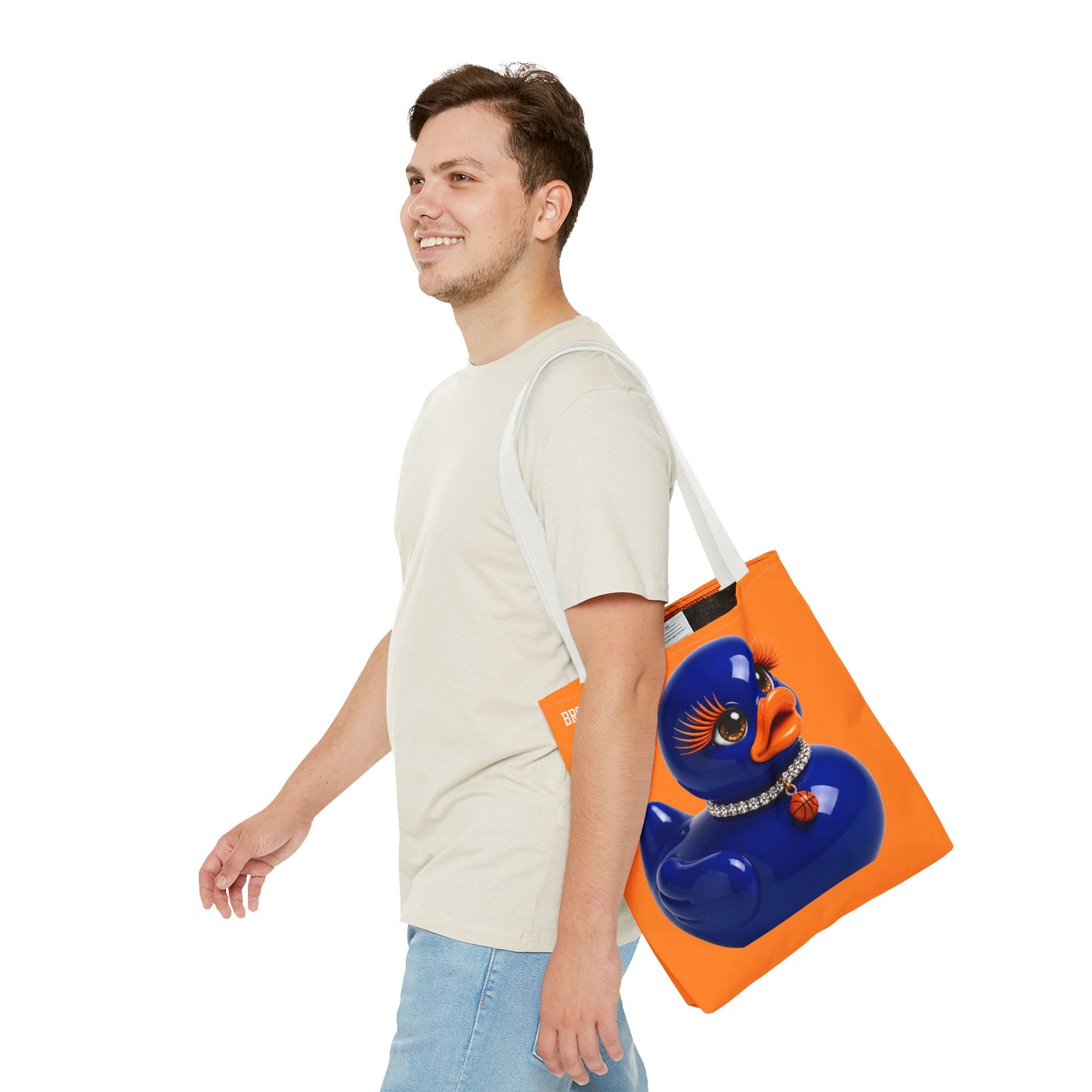 NYC Glamour Duck Tote Bag | Orange Blue Basketball Tote | Cute Duck Purse | Brooklyn Byte™ Tote Bag | Sports Lover Gift | Fashion Canvas Bag