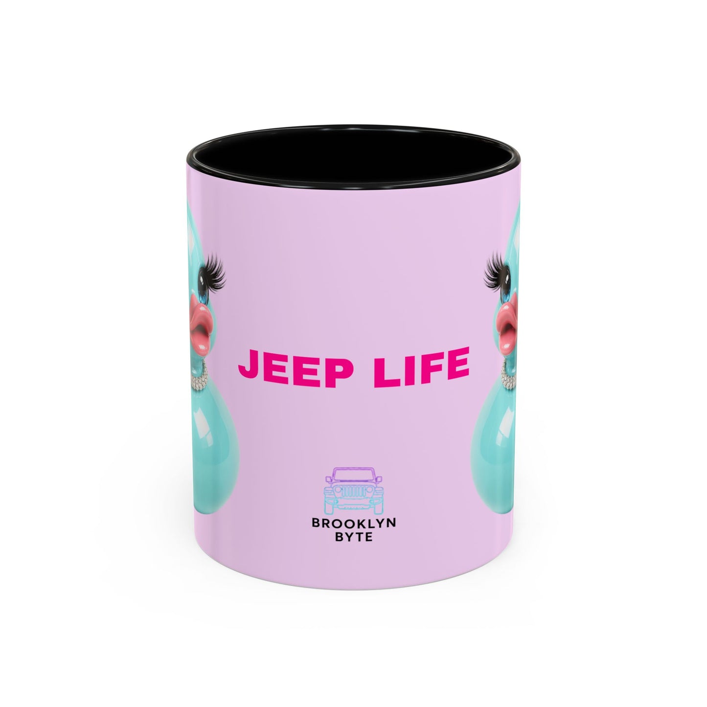 Jeep Life™ Duck Duck Jeep Pink & Teal  Accent Coffee Mug —  Jeep Wrangler Life Design