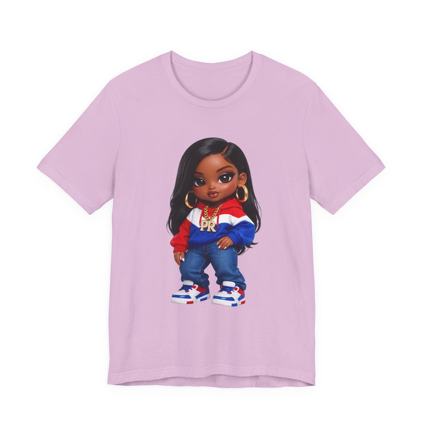 Kulture Fresh™ "Boricua Baddie" Chibi Tee — Plum Planet Edition