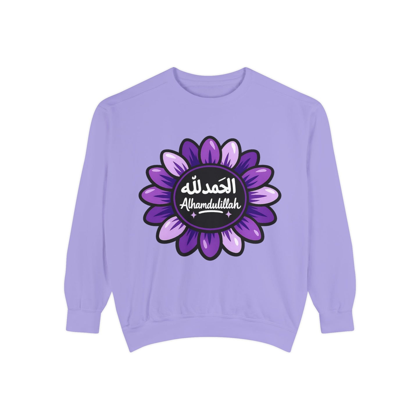 Kingdom Kloth™  Alhamdulillah Purple Flower Sweatshirt– Arabic Faith Fashion