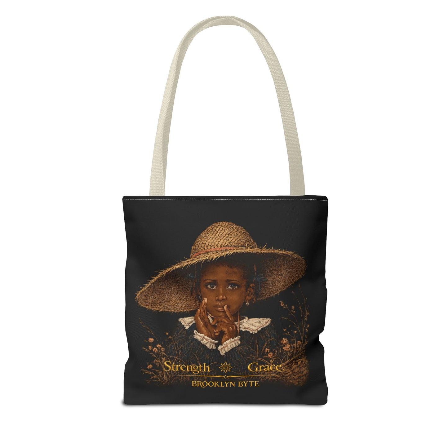 Byte Bagz™La Force. La Grâce.  Strength & Grace Bag — Vintage Secret Black Child Portrait Canvas Tote