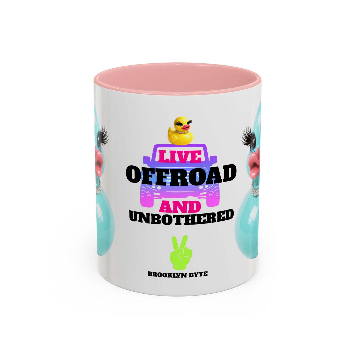 Live Offroad & Unbothered Glam Duck Accent Mug | Cute Adventure Coffee Cup | Colorful Duck Lover Gift | Brooklyn Byte Mug