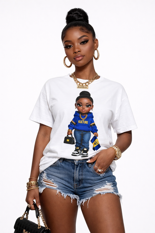 Kulture Fresh™ "Bajan Baddie" Chibi Tee — Caribbean Roots Collection